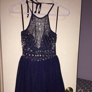 Short Navy Homecoming/Prom Dress